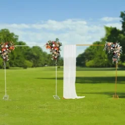 Metall bröllopsbåge, bakgrundsstativ, vit, storlek M, för trädgård, fotostudio och födelsedagsfester