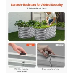 Metall Upphöjd Trädgårdssäng 4x2x2ft, Utomhus Galvaniserad Planteringslåda, Silverfärgad