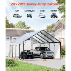 Metallcarport 20x20 fot, Utomhusgarage för båtar, Robust och Beständig