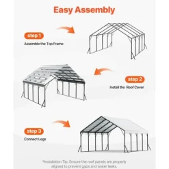Metallcarport 20x20 fot, Utomhusgarage för båtar, Robust och Beständig