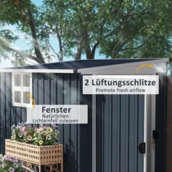 Metallförråd för trädgården, 128x193x181 cm, Mörkgrå