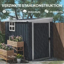 Metallförråd för trädgården, 128x193x181 cm, Mörkgrå