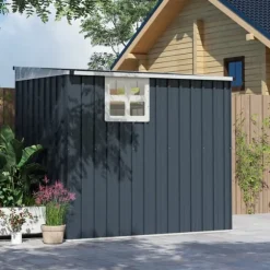 Metallförråd för trädgården, 128x193x181 cm, Mörkgrå
