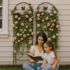 Metallgaller 2-pack för klätterväxter, stöd för krukväxter, husväxter, blommor, grönsaker & trädgårdsdekoration inne/ute