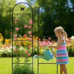 Metallgaller 2-pack för klätterväxter, stöd för krukväxter, husväxter, blommor, grönsaker & trädgårdsdekoration inne/ute