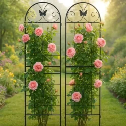 Metallgaller 2-pack för klätterväxter, stöd för krukväxter, husväxter, blommor, grönsaker & trädgårdsdekoration inne/ute