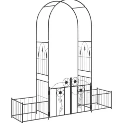 Metallträdgårdsbåge - vidaXL - Svart - 203x50x218 cm - Stabil struktur - Målad yta - Modern stil