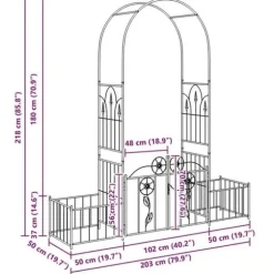 Metallträdgårdsbåge - vidaXL - Svart - 203x50x218 cm - Stabil struktur - Målad yta - Modern stil