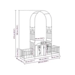 Metallträdgårdsbåge - vidaXL - Svart - 203x50x218 cm - Stabil struktur - Målad yta - Modern stil