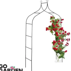 Metallträdgårdspergola för blommor, rosor, klätterväxter, stöd, båge, ankare, trädgård