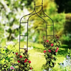Metallträdgårdspergola för blommor, rosor, klätterväxter, stöd, båge, ankare, trädgård