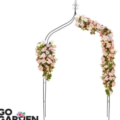 Metallträdgårdspergola för blommor, rosor, klätterväxter, stöd, båge, ankare, trädgård