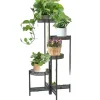 Metallväxtställ, hopfällbart, högt blomkruksställ, 4 TierBlack