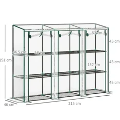 Mini växthus - Trädgårdsväxthus - 3 hyllplan - Transparent överdrag - Vattentät - Kompakt - Vit