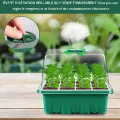 Mini växthus för växter - Sädesplåt - Mini växthus för sådd - 10 st 12-cellers såddsplattor, med upphöjda lock, 2 verktyg