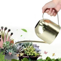 1000ML Vattenkanna Inomhus Vintage Rostfritt Stål Suckulenta Blommor Växter Vattenkokare Guld