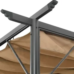 Mångsidig pergola med infällbart tak i taupe | Storlek: 3x3 m | Material: Stål 180 g/m²