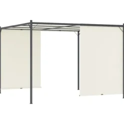 Mångsidig pergola med justerbart tak - Utomhusmöbel | Färg: Gräddvit | Storlek: 3x3 m