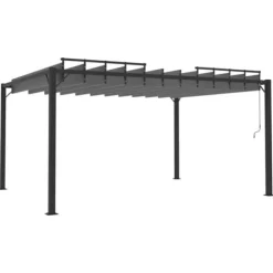 Modern paviljong med lamelltak - Uteplatsöverdrag | Färg: Antracit | Storlek: 3x4 m