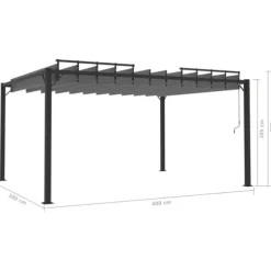 Modern paviljong med lamelltak - Uteplatsöverdrag | Färg: Antracit | Storlek: 3x4 m