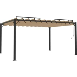 Modern paviljong med lamelltak 3x4 m | Färg: Taupe | Material: Tyg och aluminium