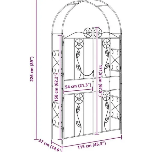 Modern trädgårdsbåge - vidaXL - Grön - 6.93 kg - Robust järn - Rektangulär design - Traditionell stil