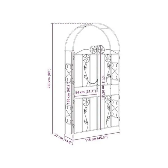 Modern trädgårdsbåge - vidaXL - Grön - 6.93 kg - Robust järn - Rektangulär design - Traditionell stil