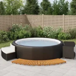 Moderna kant för spabad - Väderbeständig konstrotting & massivt akaciaträ | Färg: Svart | Storlek: Standard