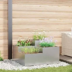Moderna planteringslådan i galvaniserat stål | Storlek: 100x100x48 cm | Färg: Grå