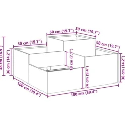 Moderna planteringslådan i galvaniserat stål | Storlek: 100x100x48 cm | Färg: Grå