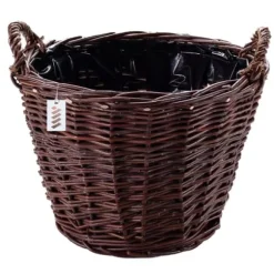 Mörk rottingkorg för skörd av frukt, grönsaker, potatis, blomkruka, rökt ballong, 45 cm, utan insats