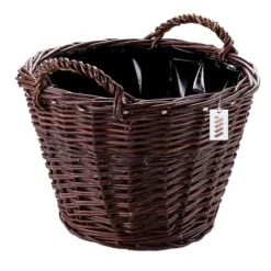 Mörk rottingkorg för skörd av frukt, grönsaker, potatis, blomkruka, rökt ballong, 50 cm, utan insats