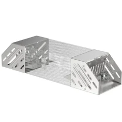 Möss fångstbur Rostfritt stål helautomatisk dubbeldörrdesign Känslig musfällabur för inomhusbruk