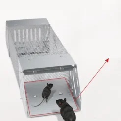 Möss fångstbur Rostfritt stål helautomatisk dubbeldörrdesign Känslig musfällabur för inomhusbruk