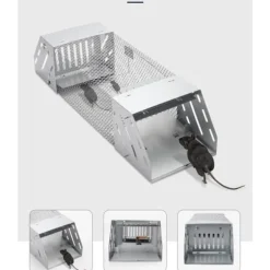 Möss fångstbur Rostfritt stål helautomatisk dubbeldörrdesign Känslig musfällabur för inomhusbruk