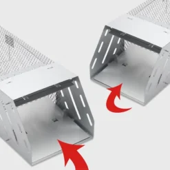 Möss fångstbur Rostfritt stål helautomatisk dubbeldörrdesign Känslig musfällabur för inomhusbruk