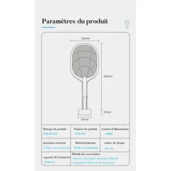 Myggfångare - Elektrisk flugsmälla - 3000V - 1200mAh - USB-laddning - Tre i ett