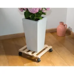 NATUR Hyllan på hjul för växter - Gran - H7,4 x 35 x 35 cm