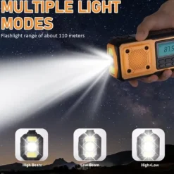 Nödradio 4000mAh - AM/FM/SW handvevad radio med solceller USB, ficklampa, läslampa, SOS-larm, lämplig för camping, vandring och nödberedskap
