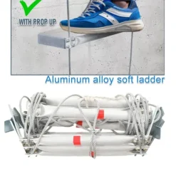 Nödsituation brandstege, 5m längd, 200kg lastkapacitet, 2.35kg vikt, aluminiumlegering, kompakt design