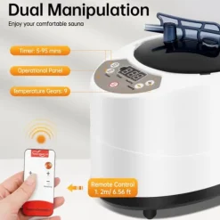 Ångbastu, 1000W Effekt, 0,66 Gallon Kapacitet, 220V Spänning, 5-95 min Timer, Anti-elektrisk Chock Säkerhet