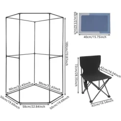 Ångsauna för Hemmet - Bärbart Femkantigt Tält Kit - 1350 W Ångare - Hopfällbar Stol - Digital Kontroll - 9 Värmelägen - Avslappning och Detox