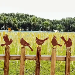 OBOSOE 5 st Rostfågeldetaljer – Trädgårdsdekoration i Metall, Utomhusprydnader & Stor Trädgårdskonst | Perfekt Present