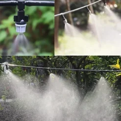 OBOSOE Bevattningssystem med dimningsmunstycken – portabel automatisk bevattning, 12 sprayhuvuden, 10m slang