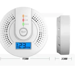 OBOSOE Bärbar Kolmonoxiddetektor – Digital LCD-Display och Ljudlarm, Resalarm, Vit