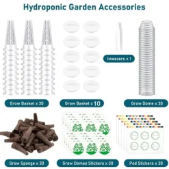 OBOSOE 161-delars Hydroponisk Odlingsset - Komplett Växtodlingssystem med Frökapslar (Vattenbaserad Odling)