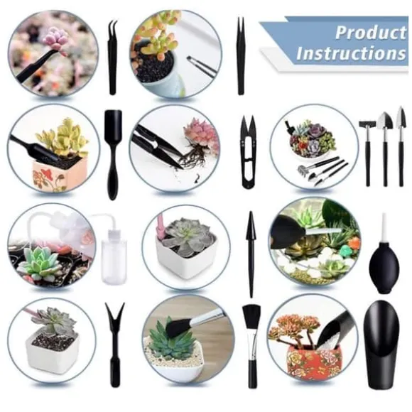 OBOSOE 13-delars Trädgårdsverktyg för Succulenter – Handtransplantationskit för Inomhusväxter och Bonsaier
