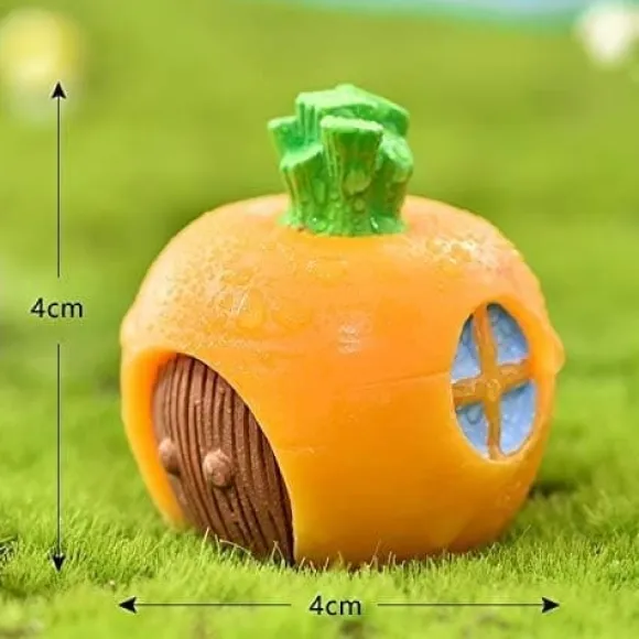OBOSOE 7-delat set trädgårdsdekorationer för succulenter, miniatyrlandskap med kaniner, morötter och pumpahus
