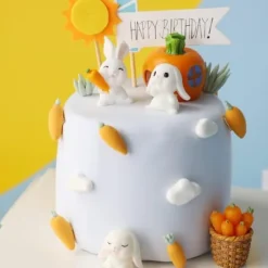 OBOSOE 7-delat set trädgårdsdekorationer för succulenter, miniatyrlandskap med kaniner, morötter och pumpahus