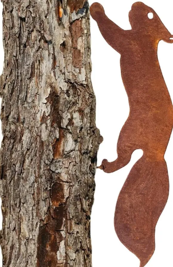 OBOSOE Ekorre i Metall 30 cm – Rostig Järnkonst för Trädgårdsdekoration & Uteplats Dekor